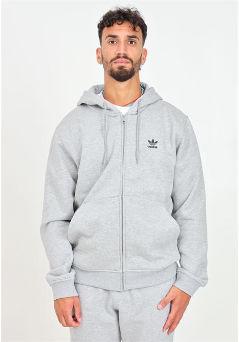 Felpa con zip TREFOIL ESSENTIALS grigia da uomo ADIDAS ORIGINALS | IY7354.